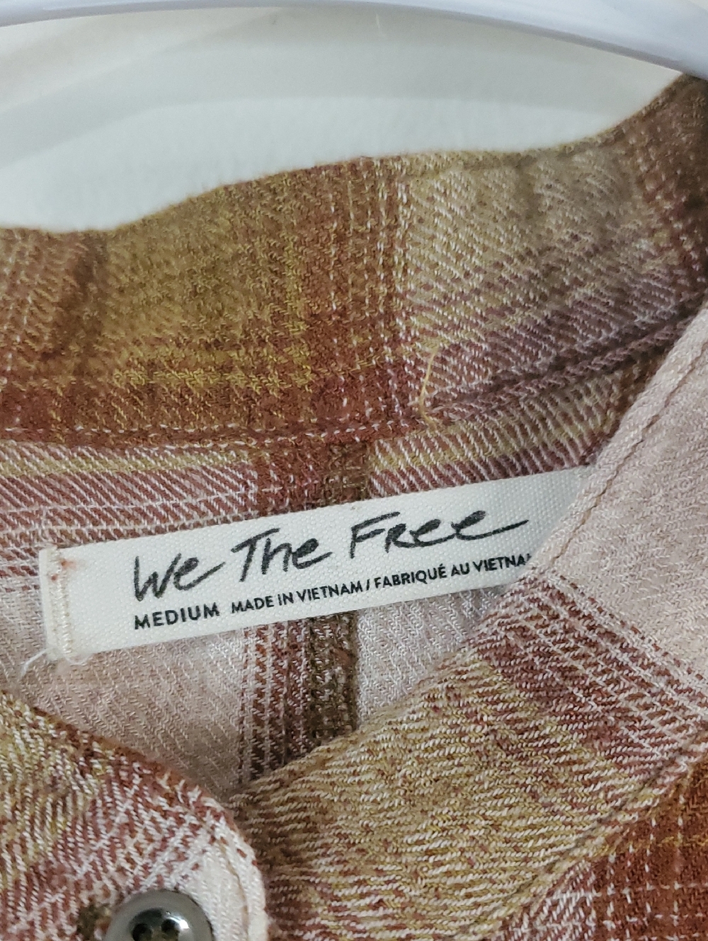 We The Free By The Way Plaid Button-Front Shirt Dress in Brown and Cream Size Md - Picture 11 of 16